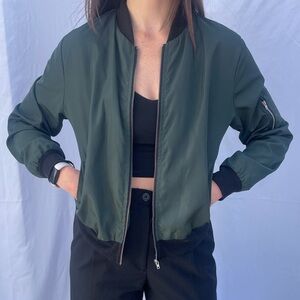 Dark Green Lightweight Bomber Jacket Emerald Green